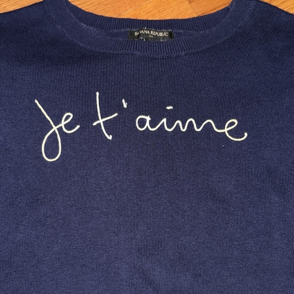 BANANA REPUBLIC JE T’AIME NAVY BLUE SWEATER - Picture 2 of 2